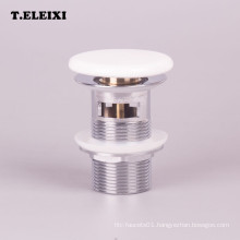 bathtub brass water drain plug with ceramic cap and overflow